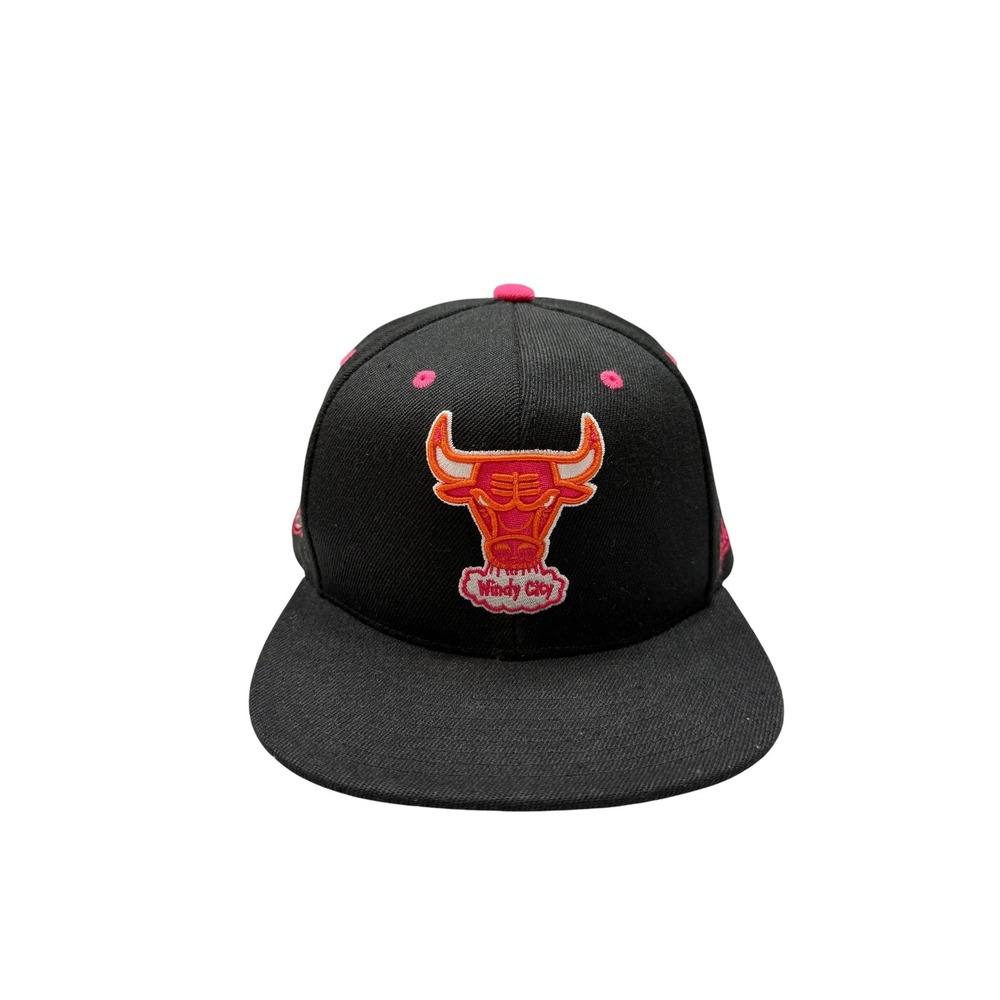 Mitchell & Ness Chicago Bulls Hat Mens Black Pink 20th Anniversary Fitted 7 3/8